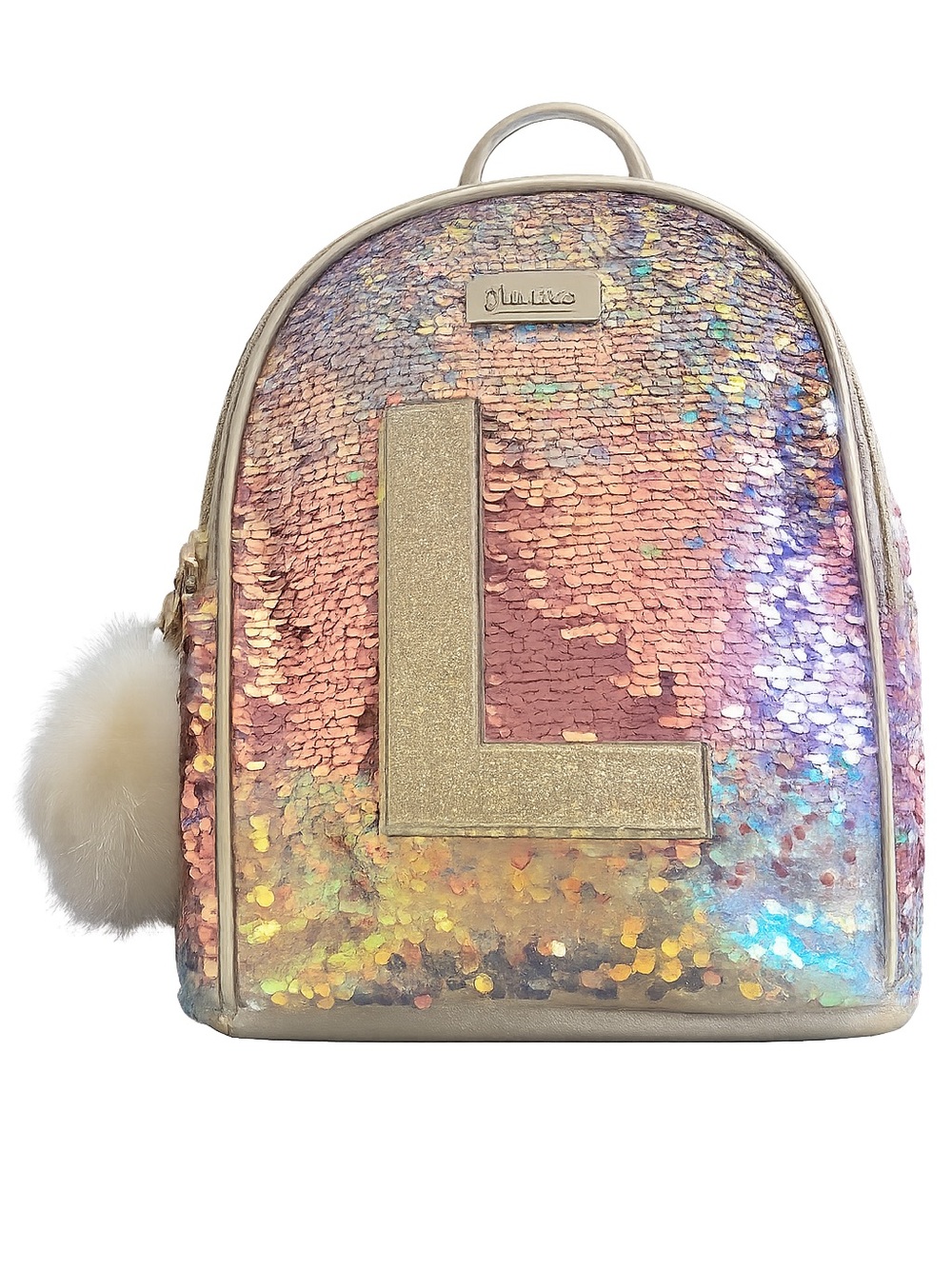 Justice Sequin Ombre Mini Backpack with Gold 'L' Accent - Pink Multi